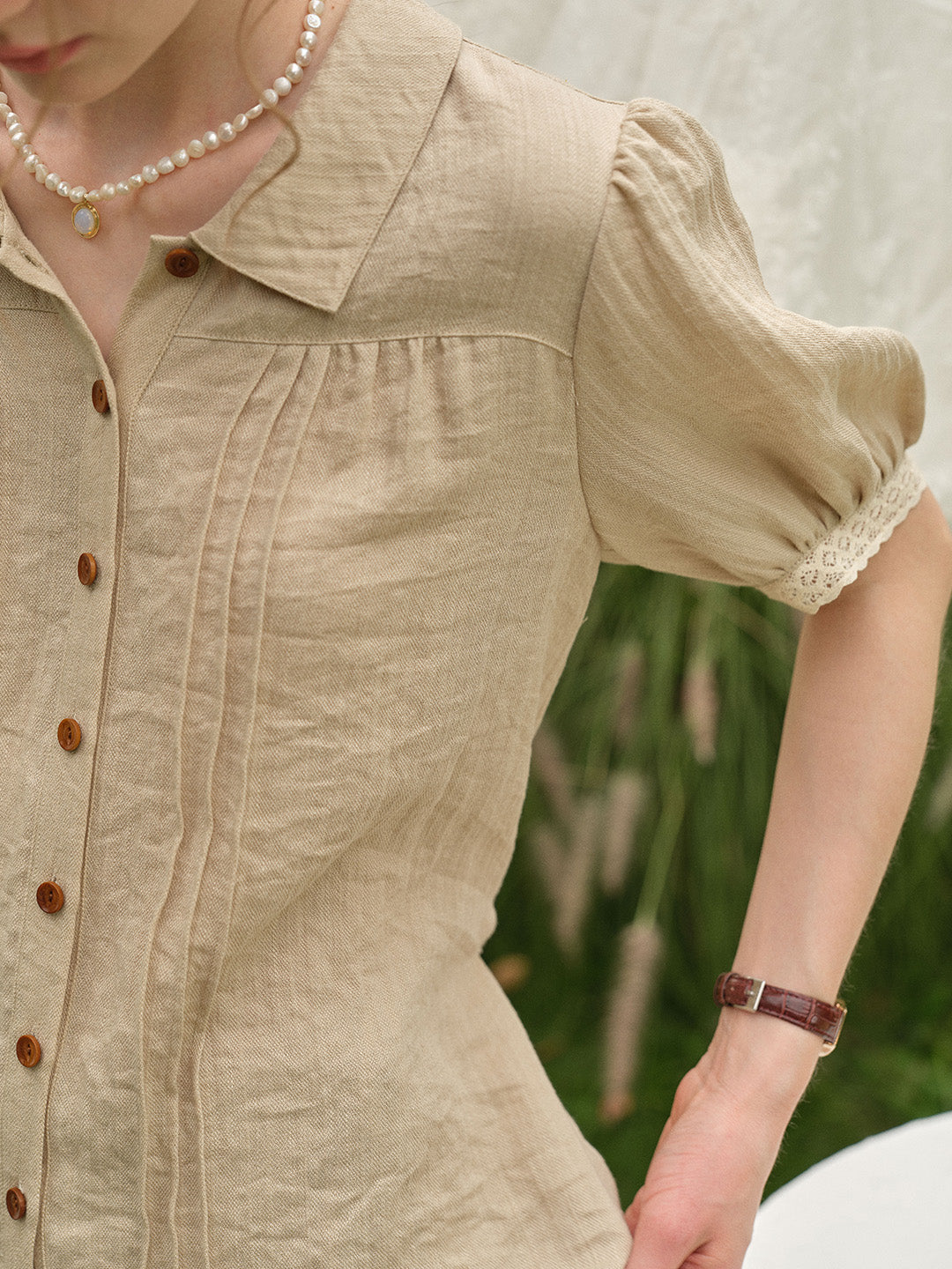 Selene Lapel Linen Blouse