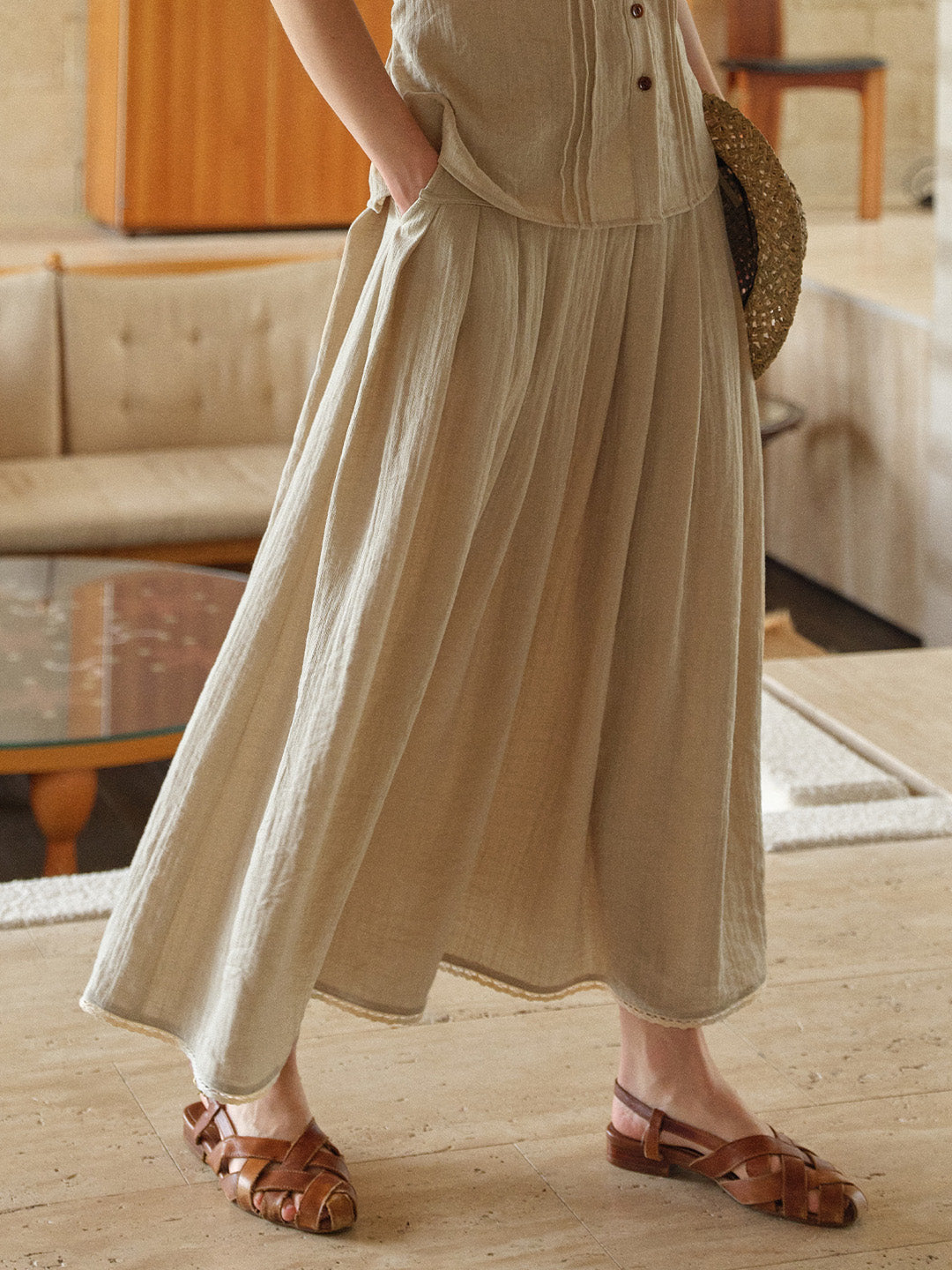 Selene A-Line Linen Skirt