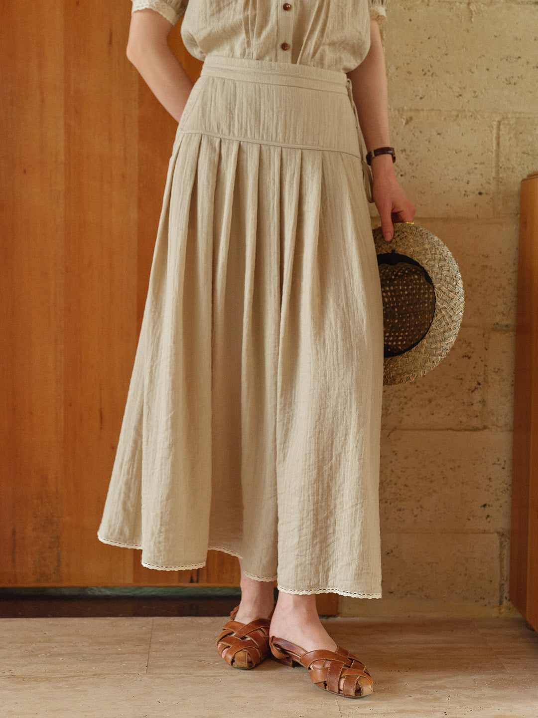 Selene A-Line Linen Skirt
