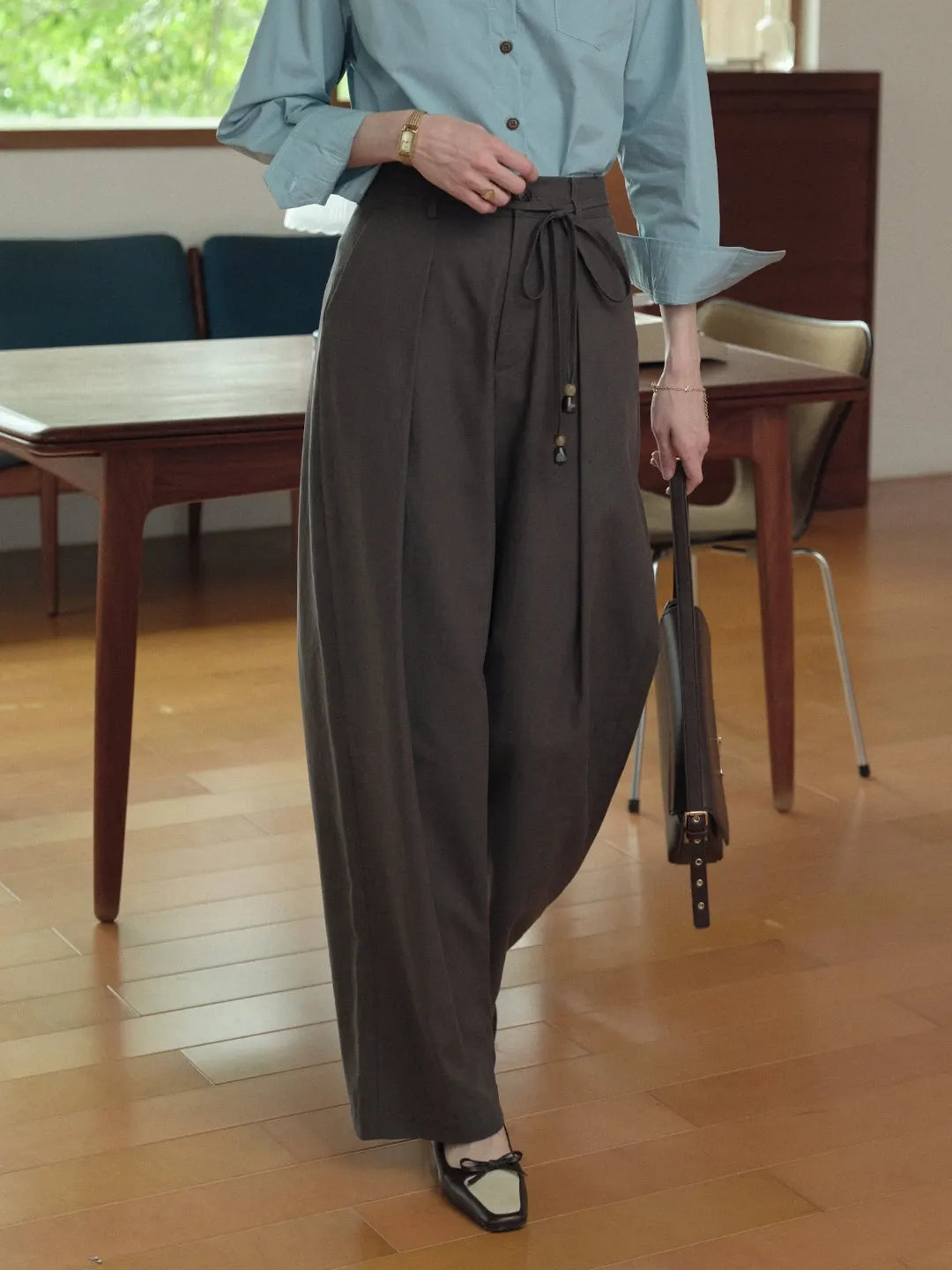 Quincy Pleated Cotton Trousers