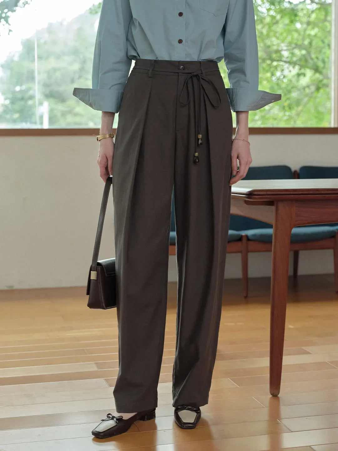 Quincy Pleated Cotton Trousers