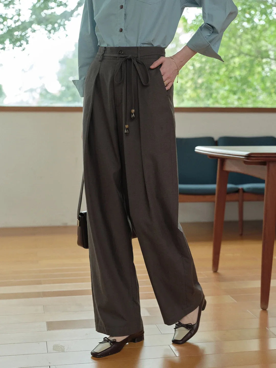 Quincy Pleated Cotton Trousers