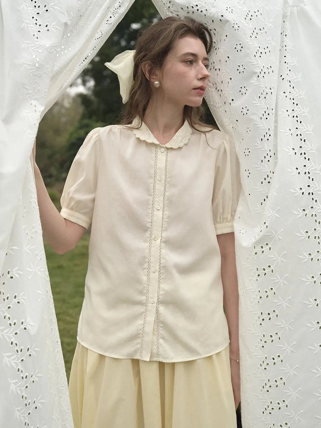 Xyla Peter Pan Collar Hemp Blouse