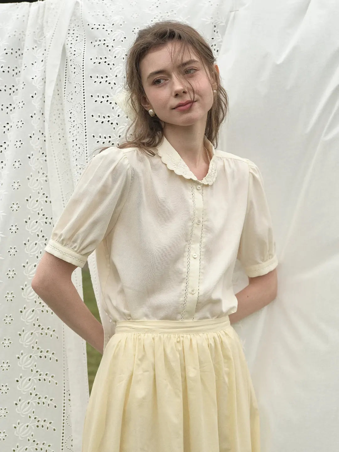 Xyla Peter Pan Collar Hemp Blouse