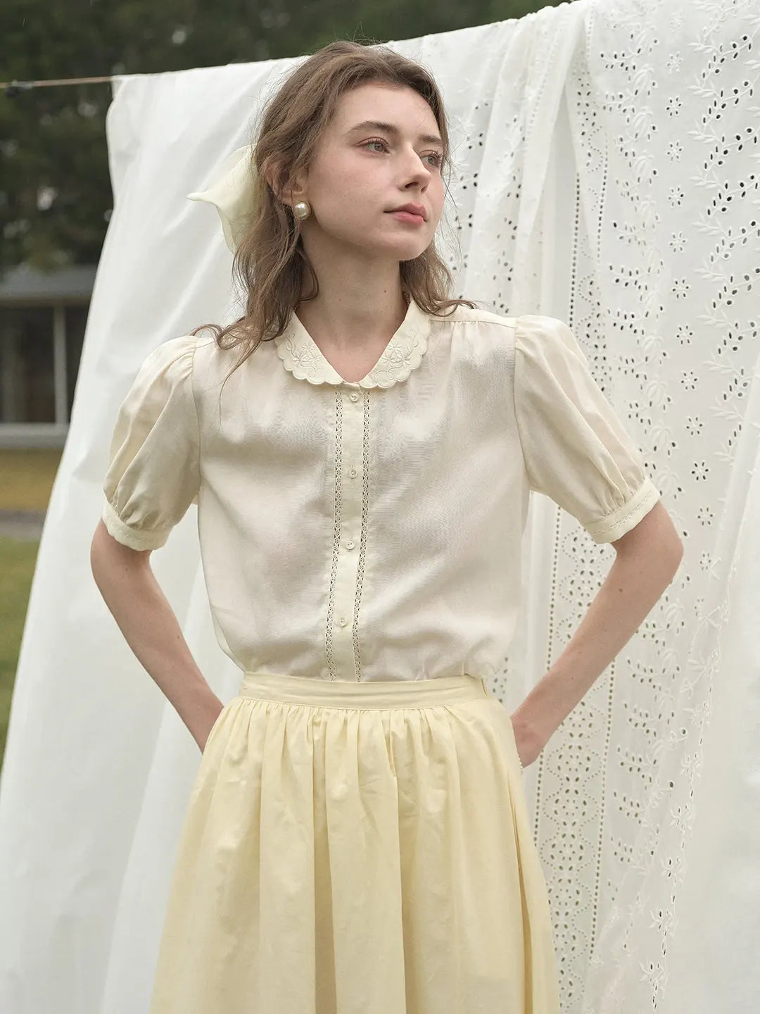 Xyla Peter Pan Collar Hemp Blouse