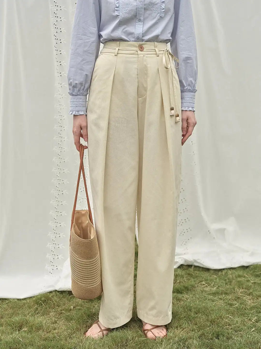 Quincy Pleated Cotton Trousers