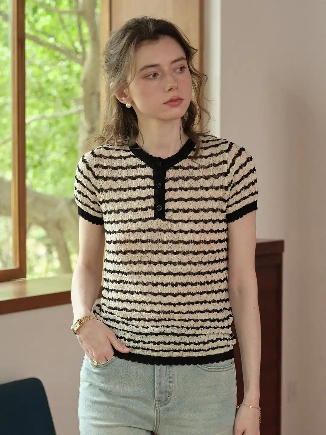 Mazie Round Neck Mulberry Silk Blouse