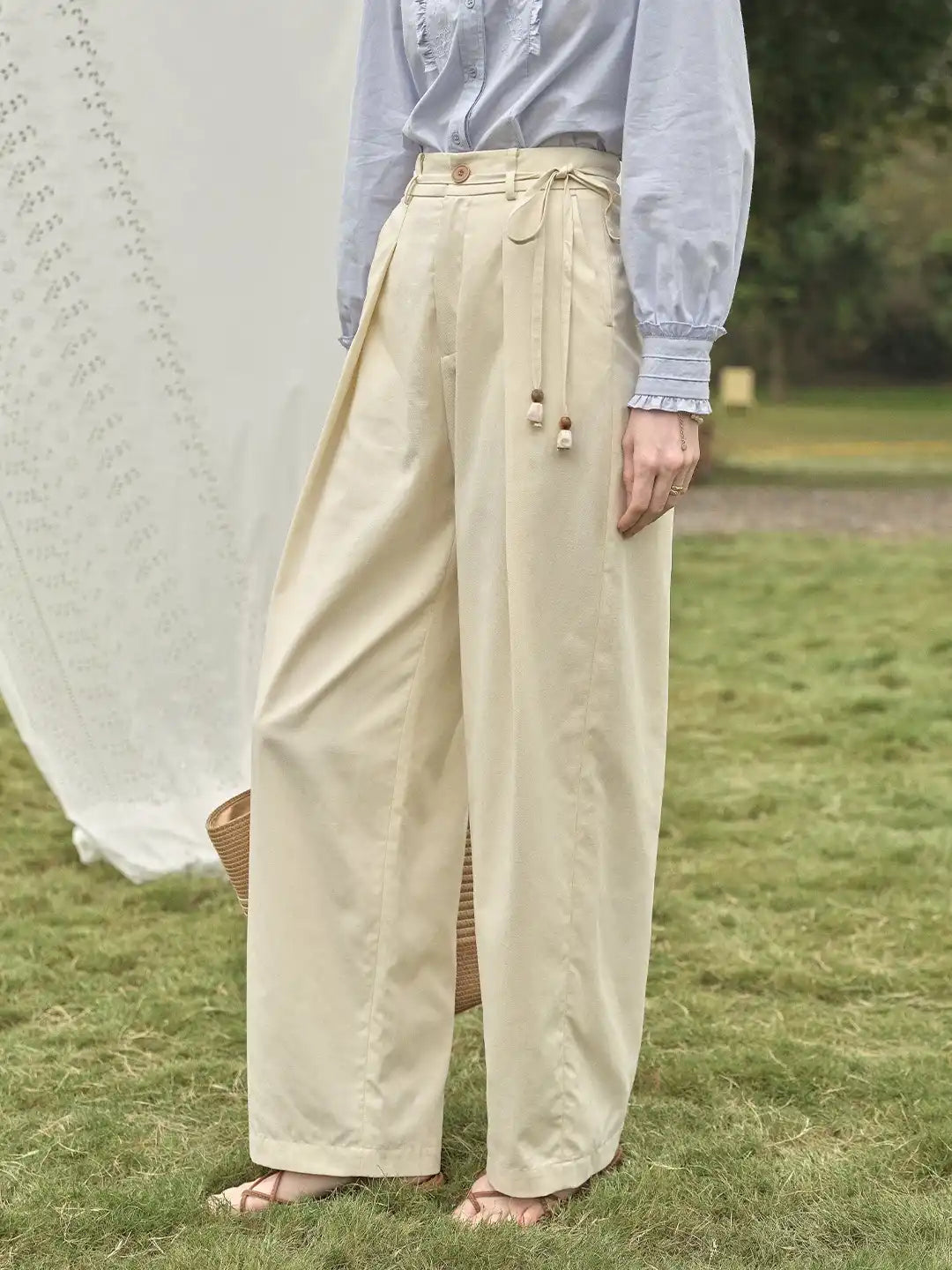 Quincy Pleated Cotton Trousers