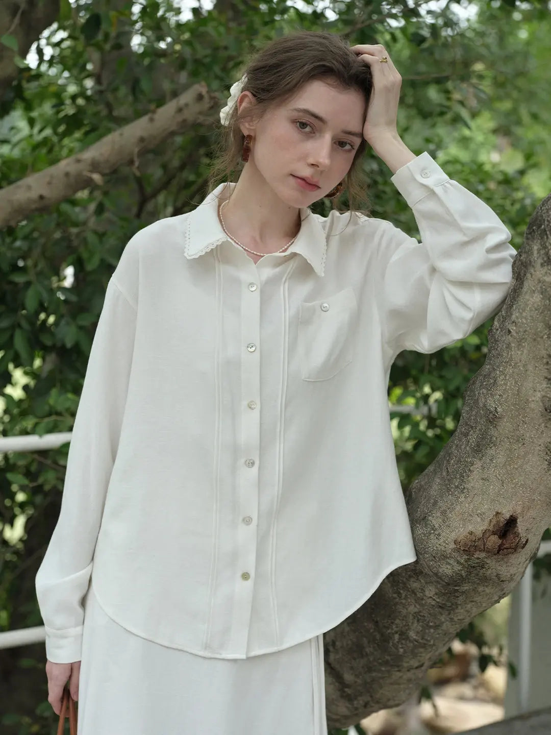 Carla Lace Collar Linen Shirt