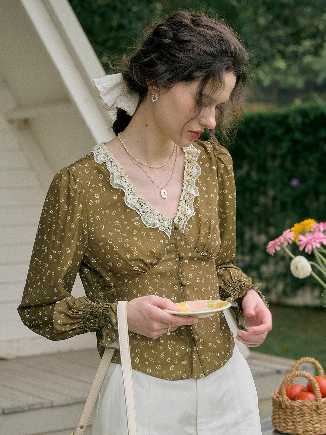 【Final Sale】Laurel V-Neck Floral Blouse - Yellow