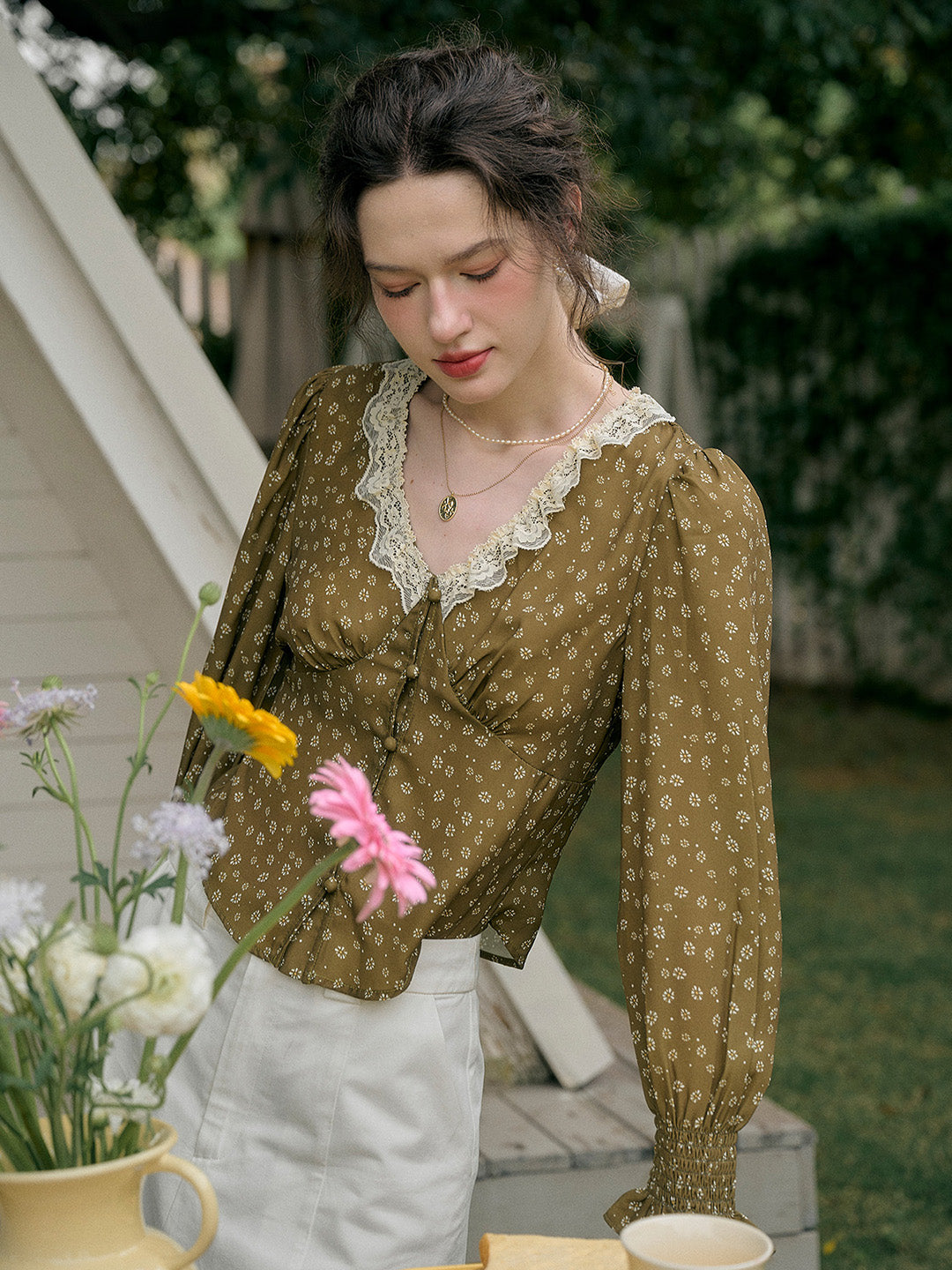 【Final Sale】Laurel V-Neck Floral Blouse - Yellow