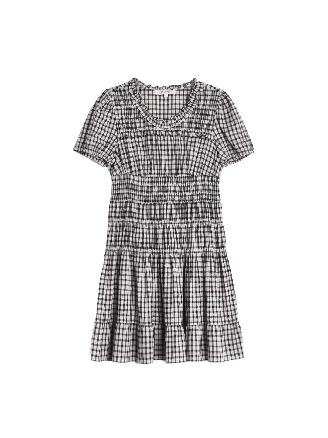 Avery Ruffle Round Neck Plaid Cotton Dress