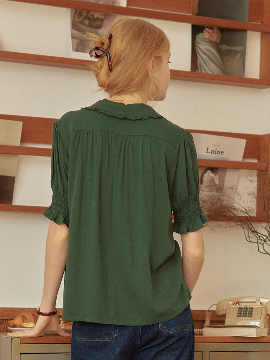 【Final Sale】Convallaria Floral Embroidered White Puff Top