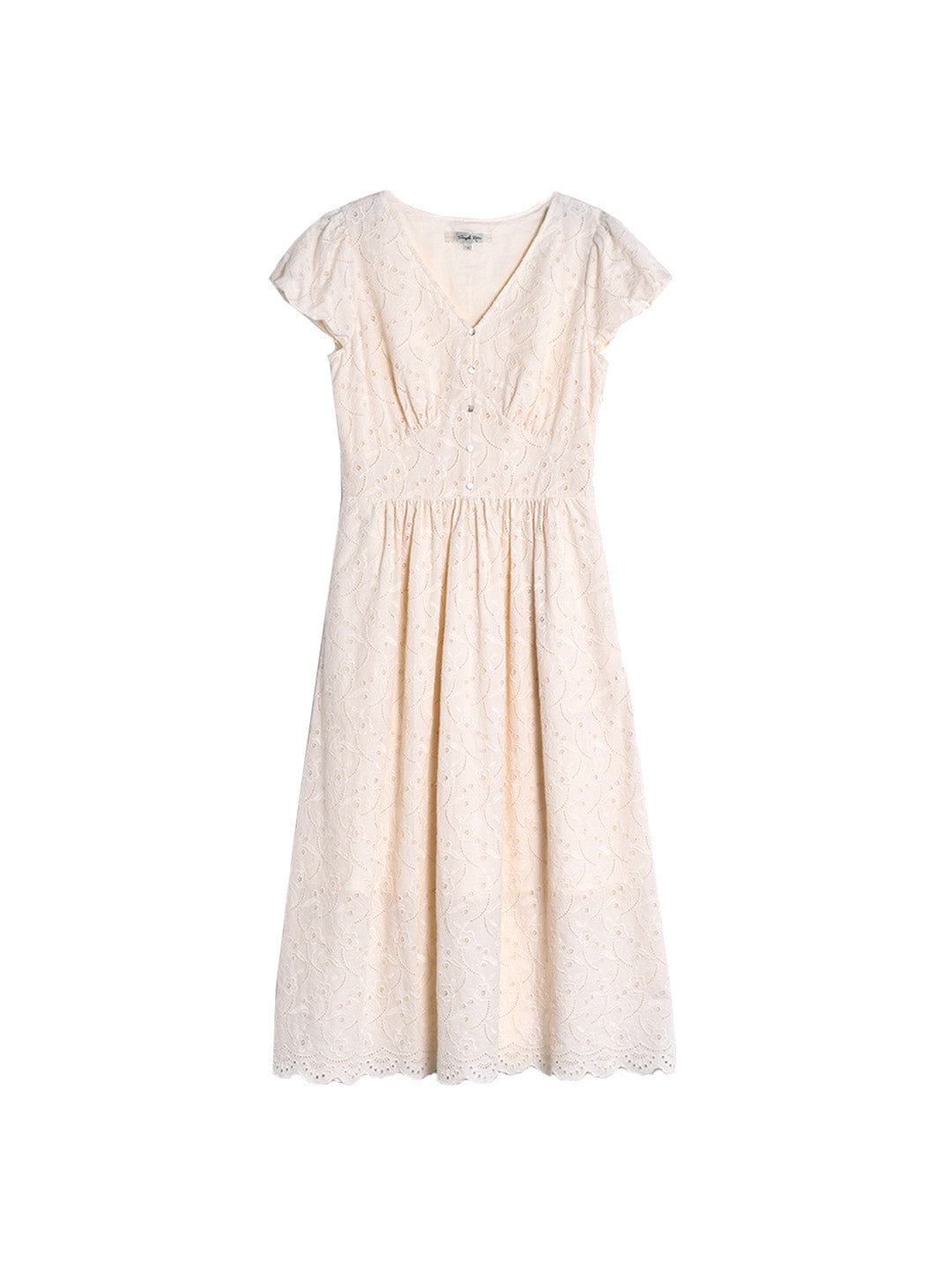 Soleil V-Neck Embroidery 100% Cotton Dress