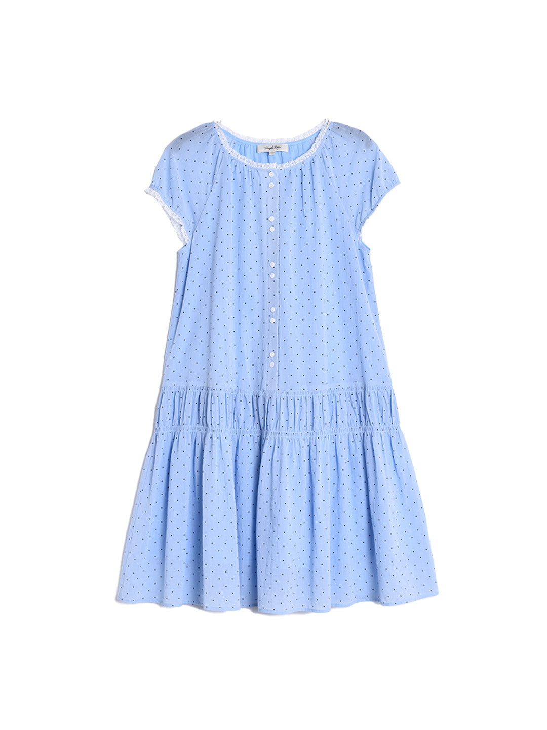 Norah Ruffle Round Neck Dot 100% Cotton Dress