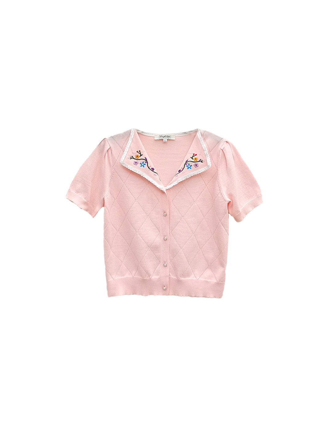 【Final Sale】Anneliese V-Neck Embroidery Knit Blouse