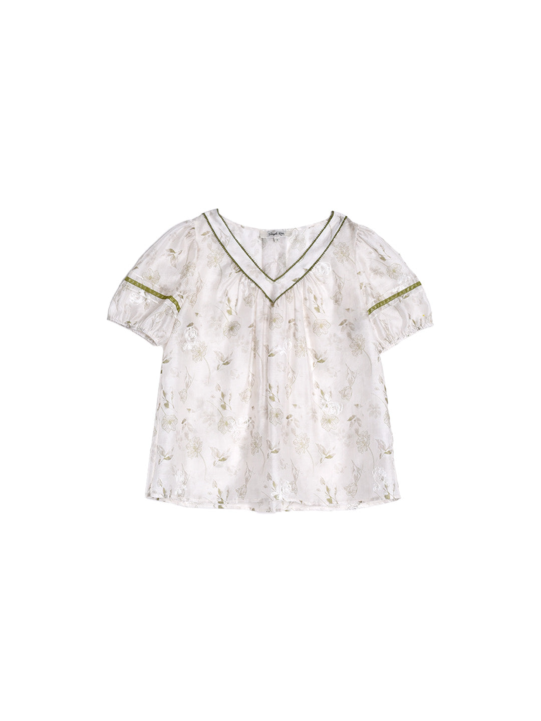 Olivia V-Neck Embroidery Floral Blouse