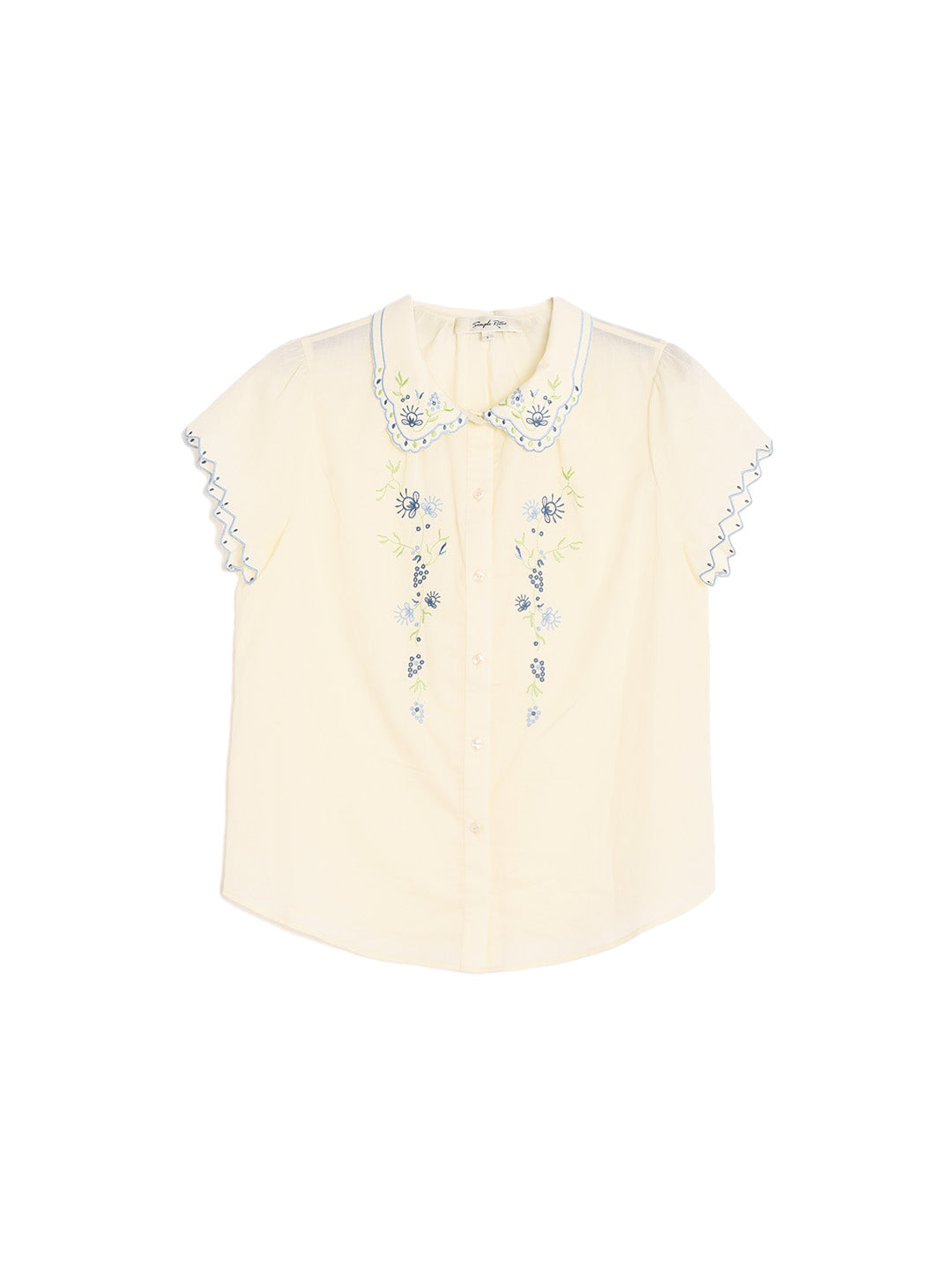 Alora Peter Pan Collar Embroidery 100% Cotton Blouse