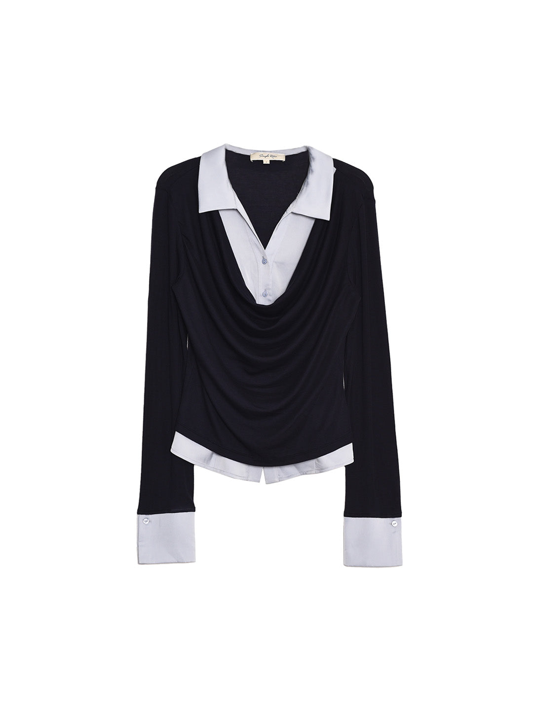 Rosie V-Neck Faux Layered Wool Lyocell Top