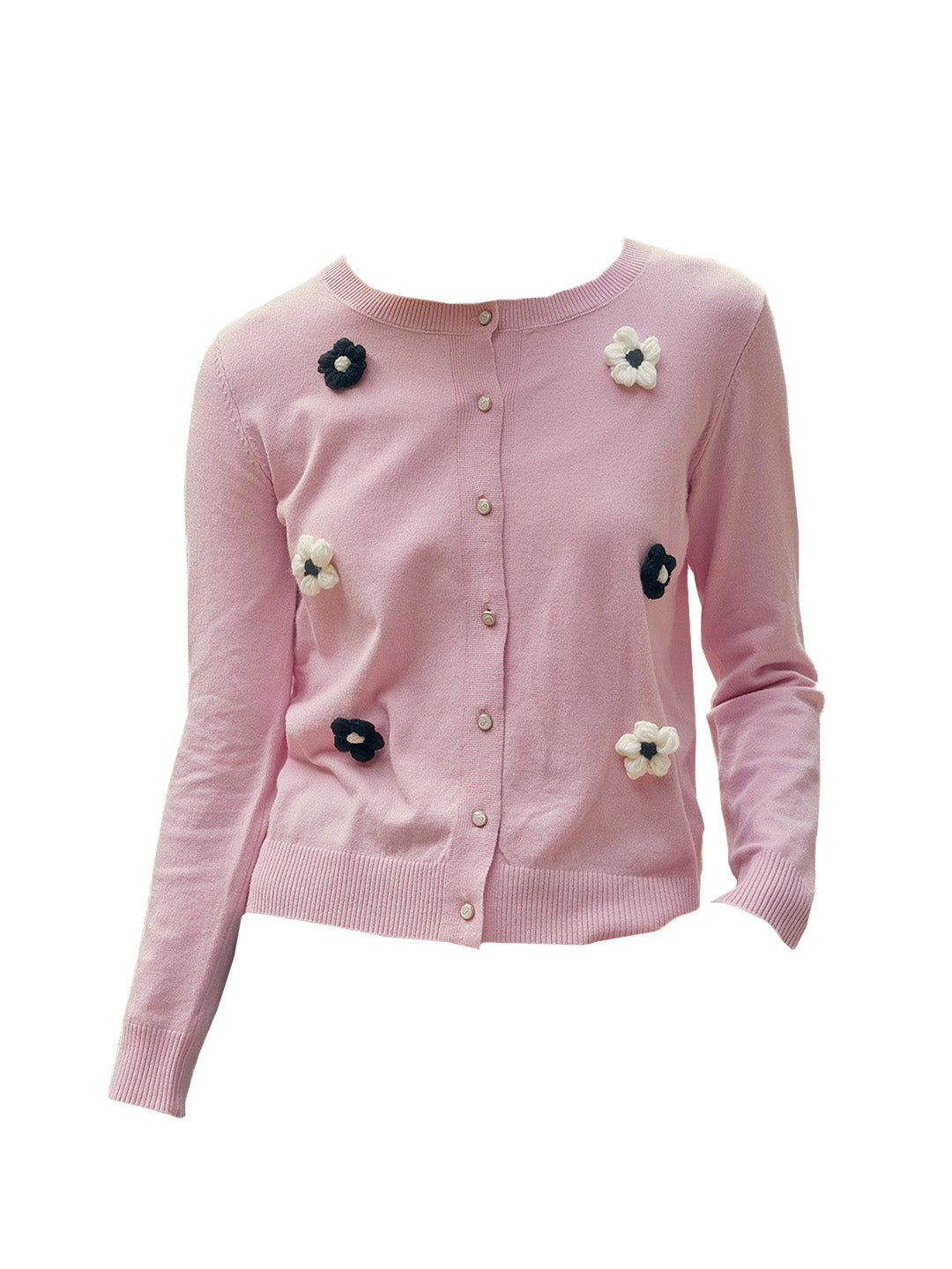【Final Sale】Amabel Round Neck Flower Cardigan