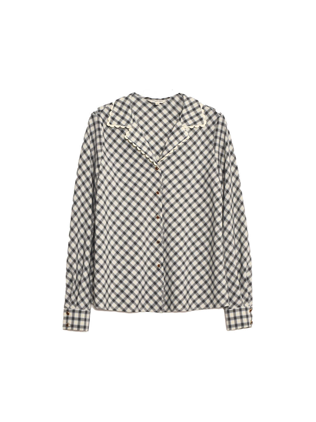 Kalani V-Neck Plaid Viscose Blouse