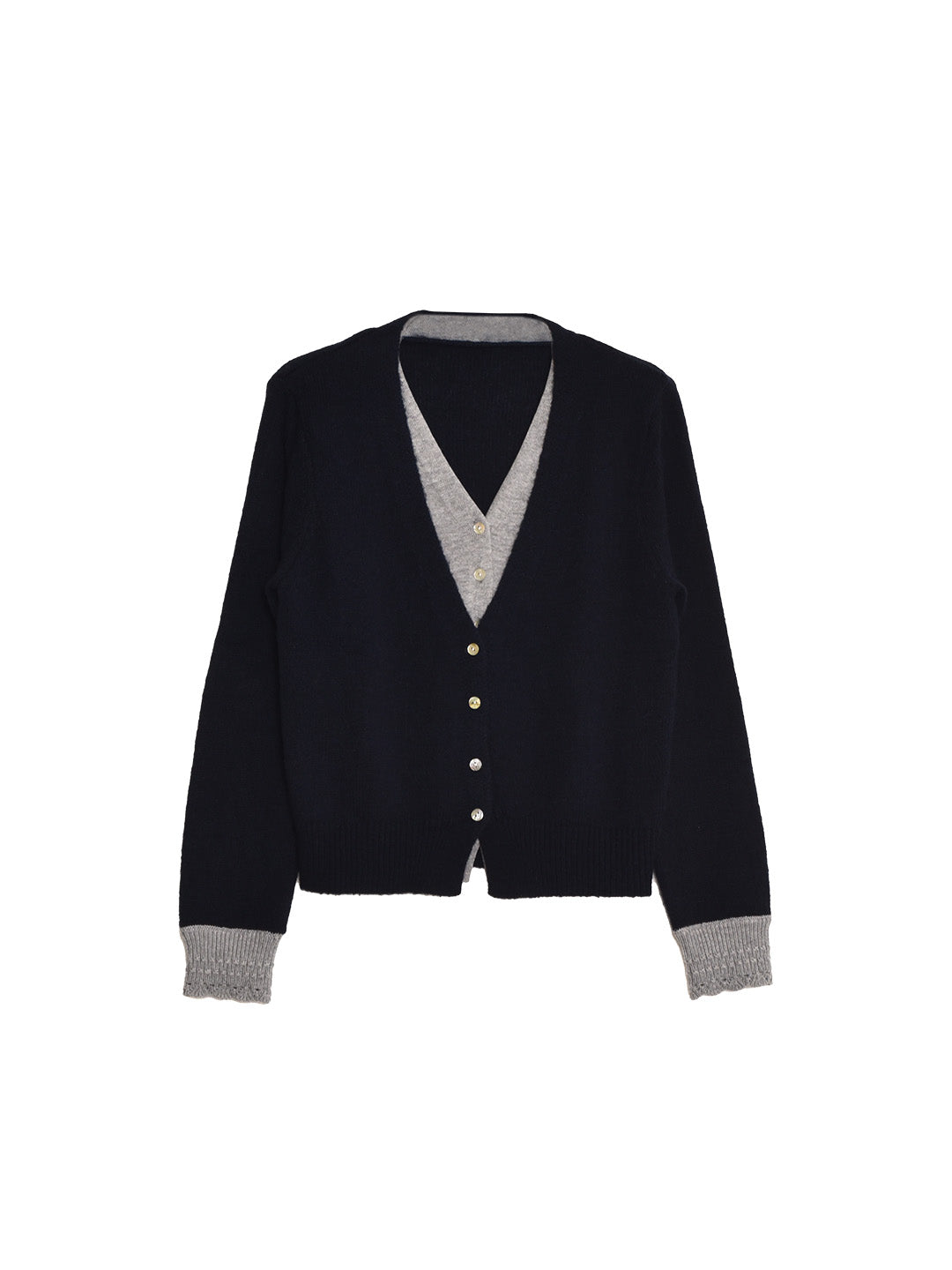Madeleine V-Neck Faux Layered Wool Top