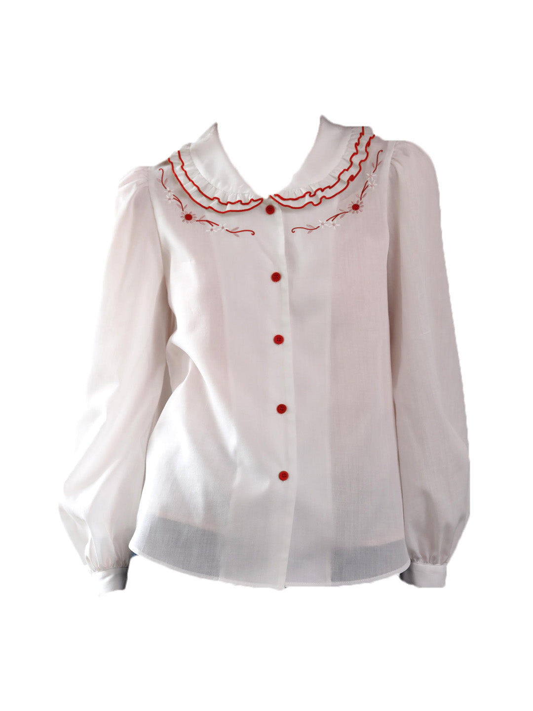 【Final Sale】Maren Peter Pan Collar Floral Embroidery Blouse - Apricot