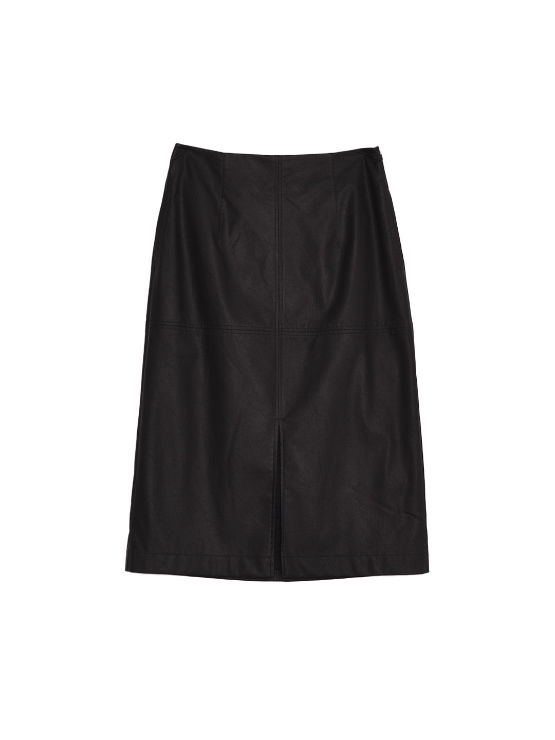 Aisha Slit Mid-Length PU Leather Skirt