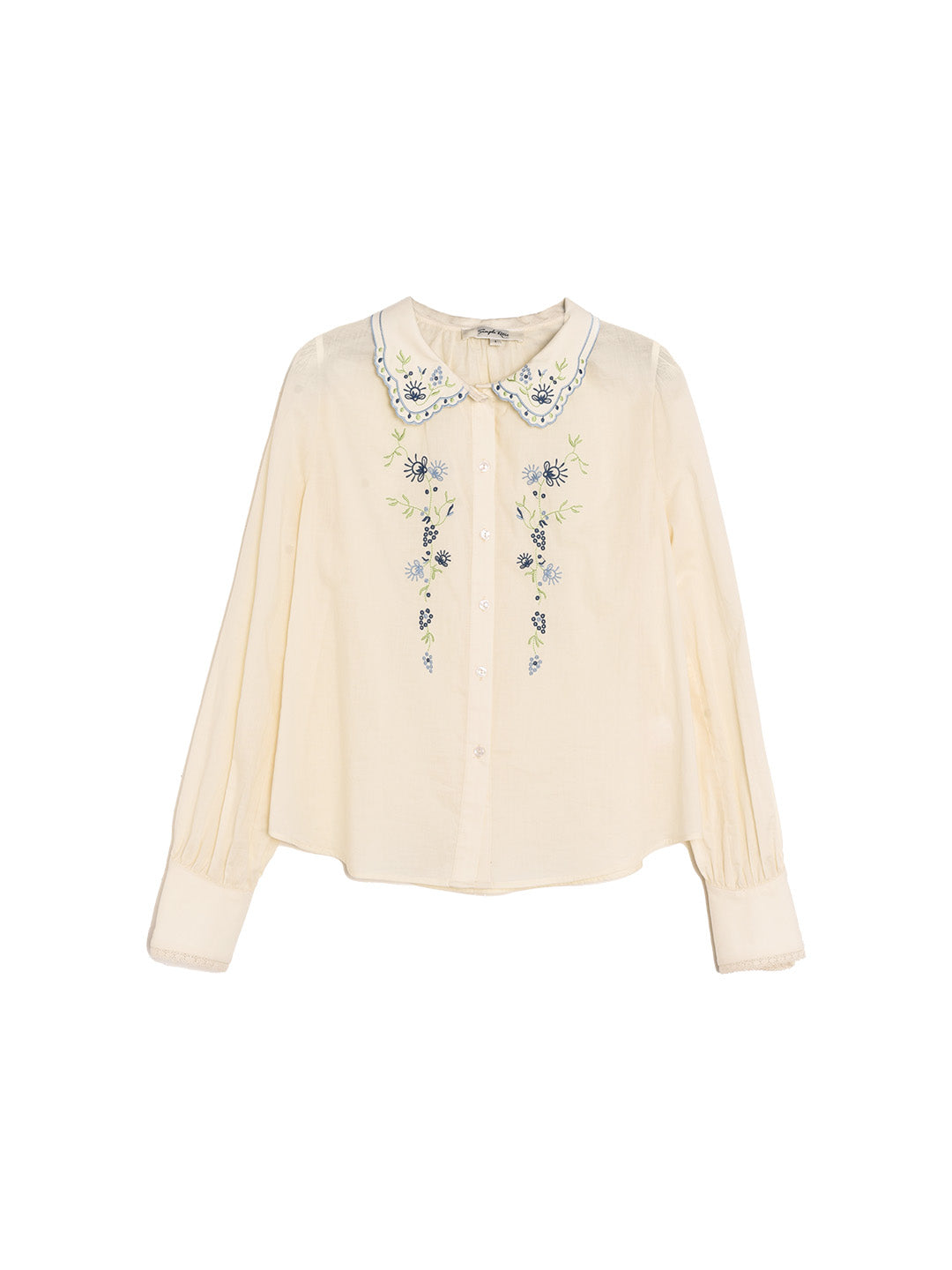 Luciana Peter Pan Collar Embroidery 100% Cotton Blouse