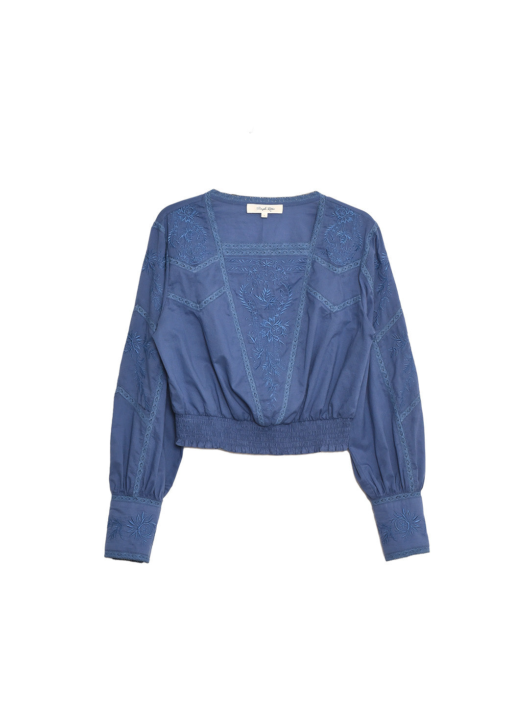 Oakley Square Neck Jacquard Lace Blue Blouse
