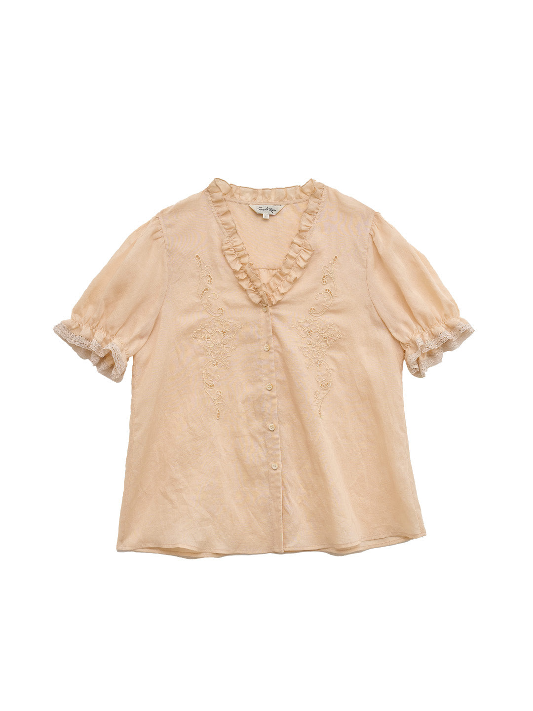 Amelia V- Neck Embroidered Ramie Blouse