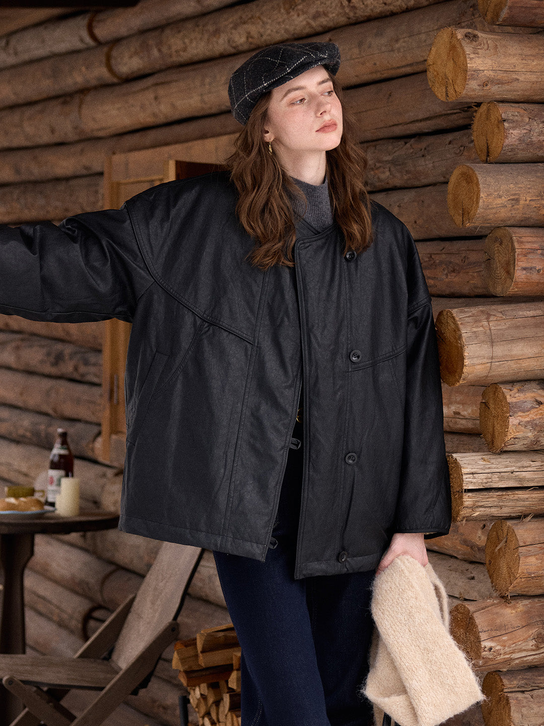 Cheyenne Faux Leather Down Jacket