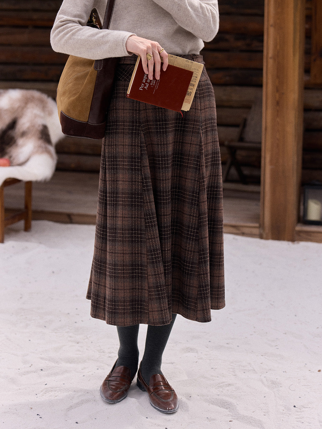Emerald Plaid Wool Skirt