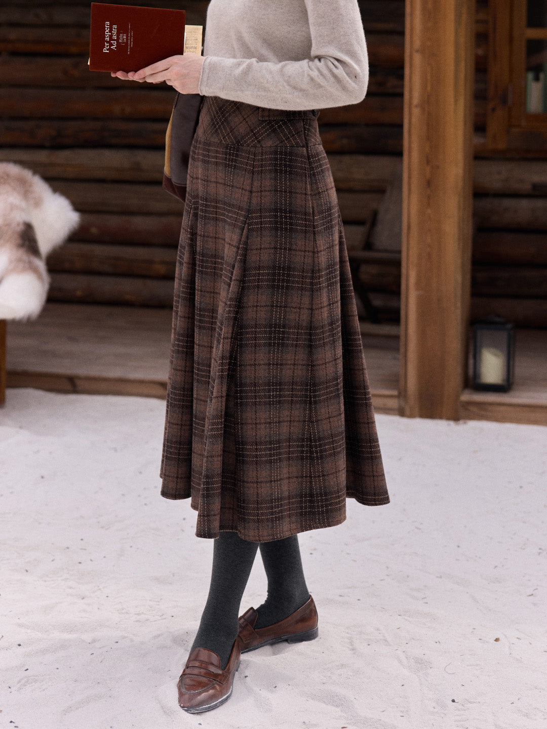 Emerald Plaid Wool Skirt
