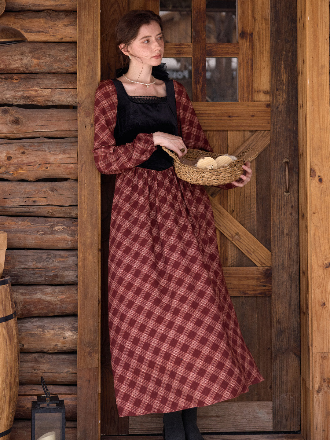 Charley Square Neck Plaid Dress