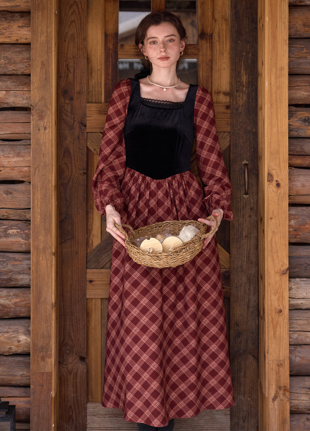 Charley Square Neck Plaid Dress