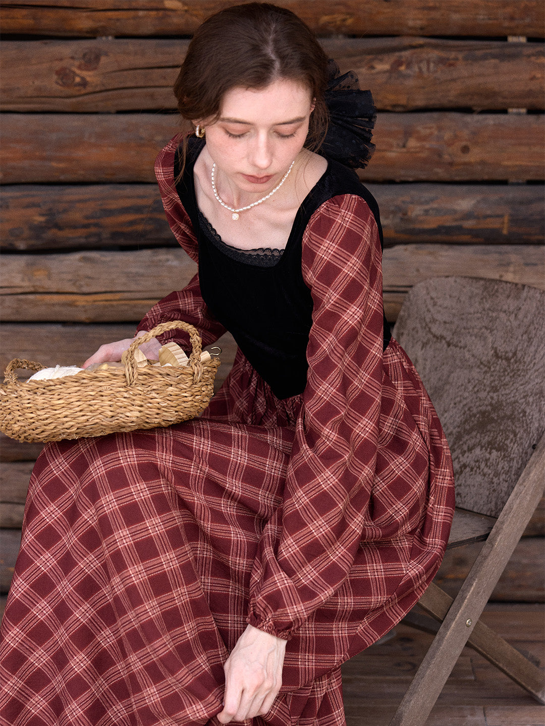 Charley Square Neck Plaid Dress