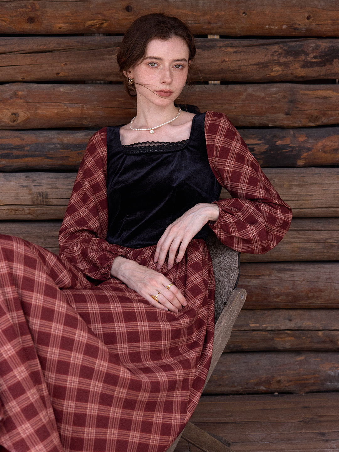 Charley Square Neck Plaid Dress