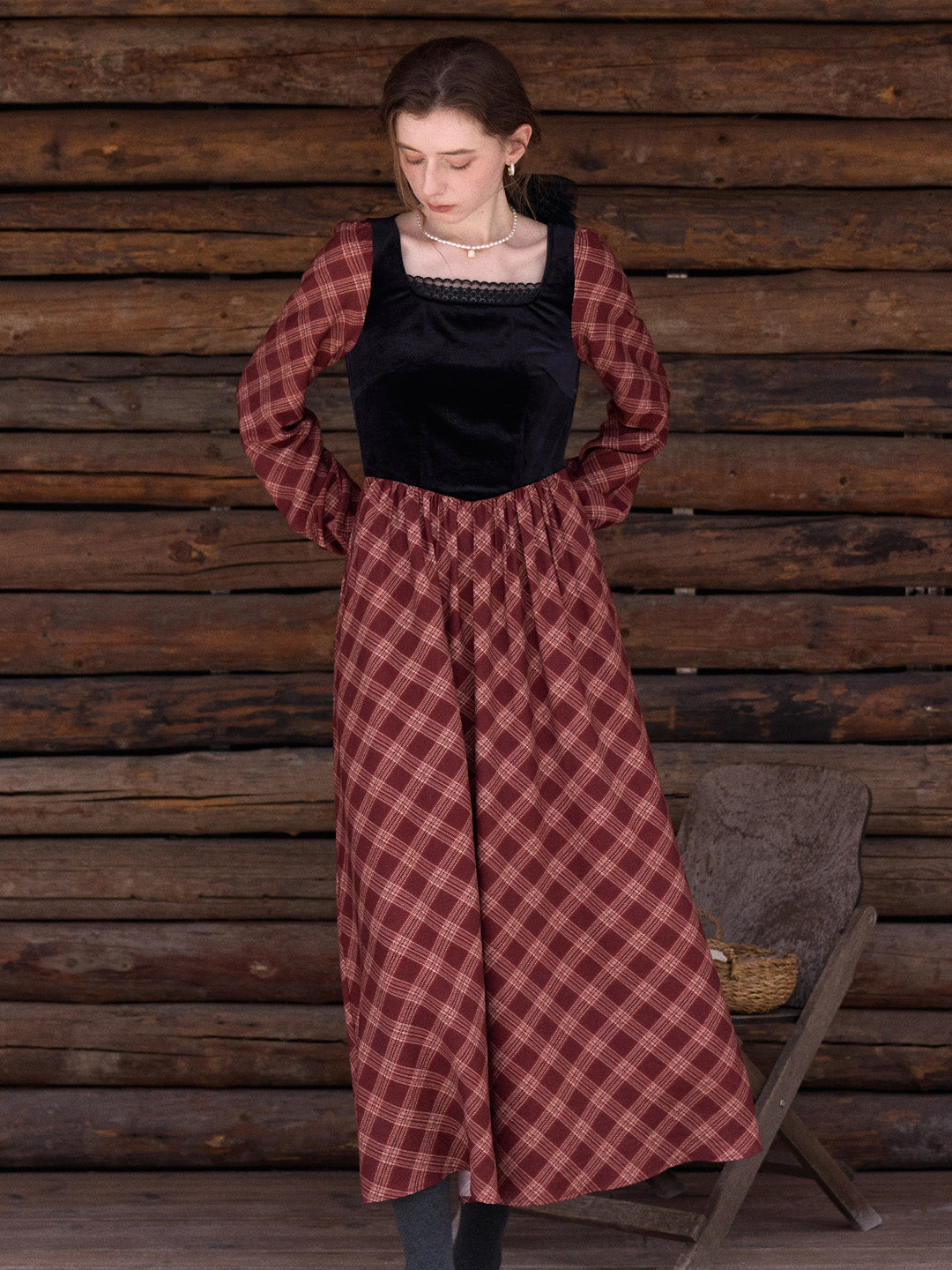 Charley Square Neck Plaid Dress