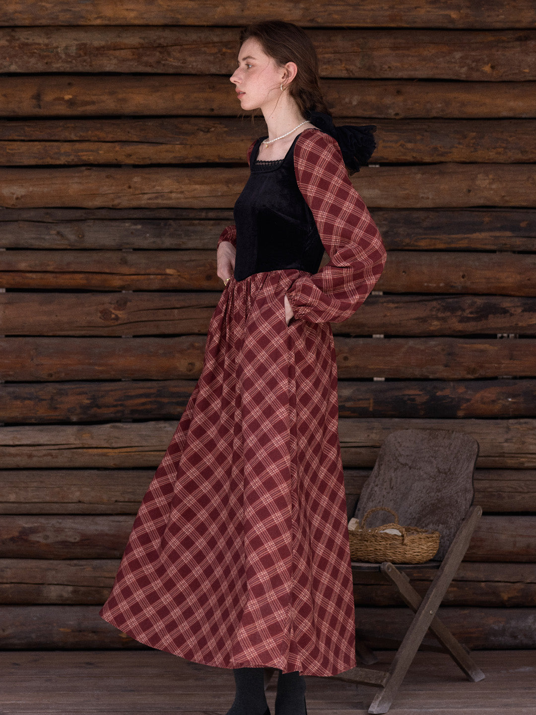 Charley Square Neck Plaid Dress