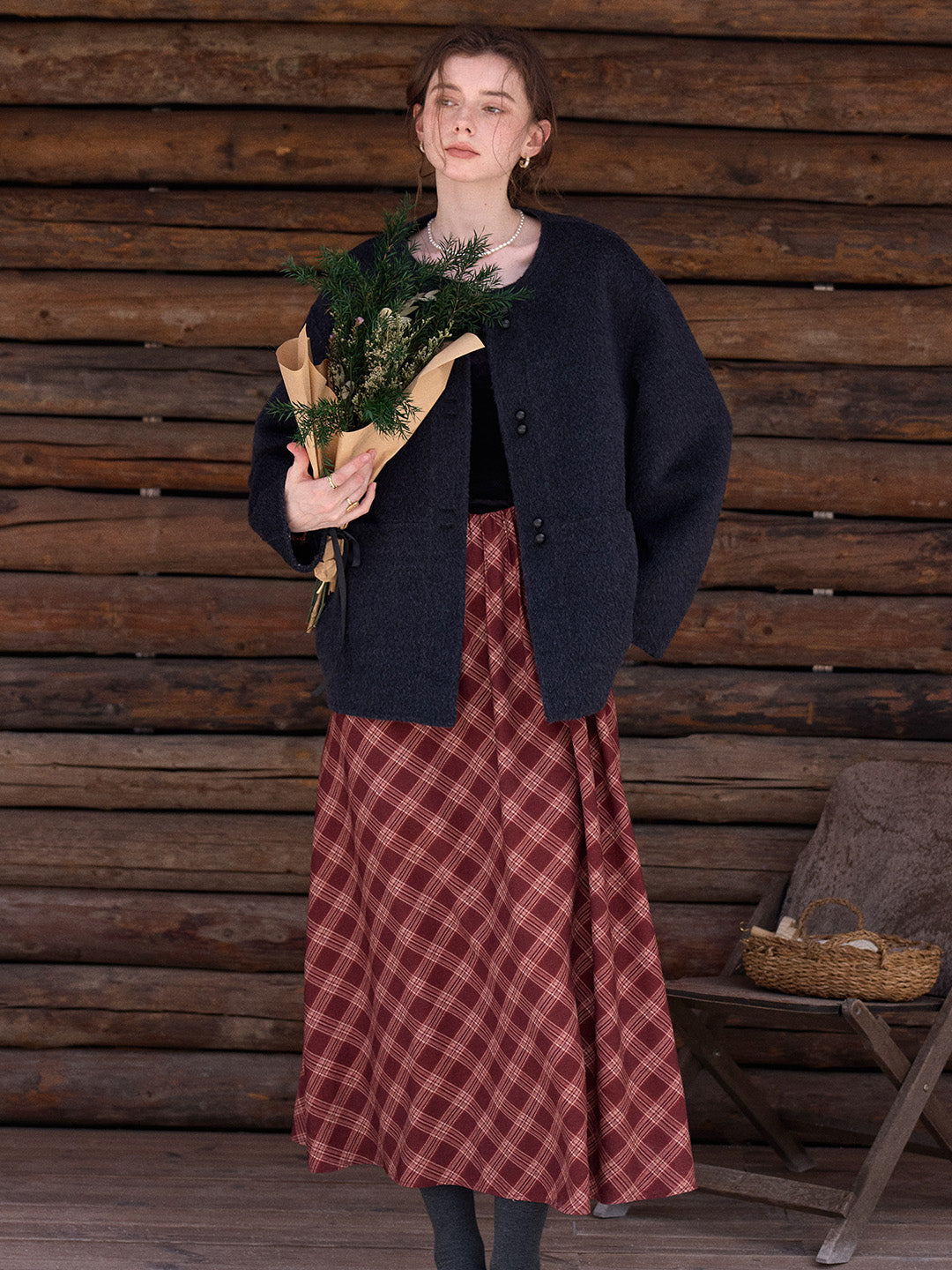 Charley Square Neck Plaid Dress