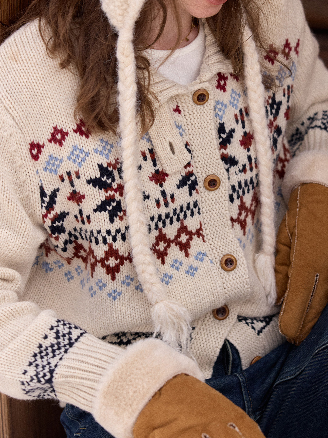 Madilynn Lapel Fair Isle Wool Cardigan