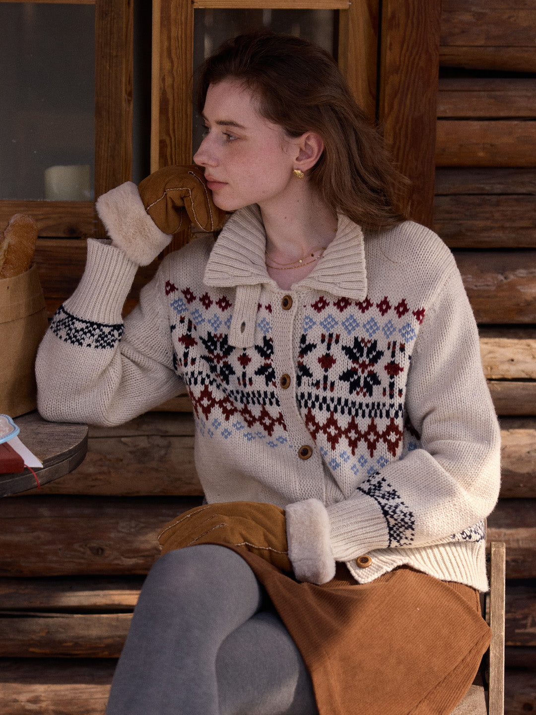 Madilynn Lapel Fair Isle Wool Cardigan