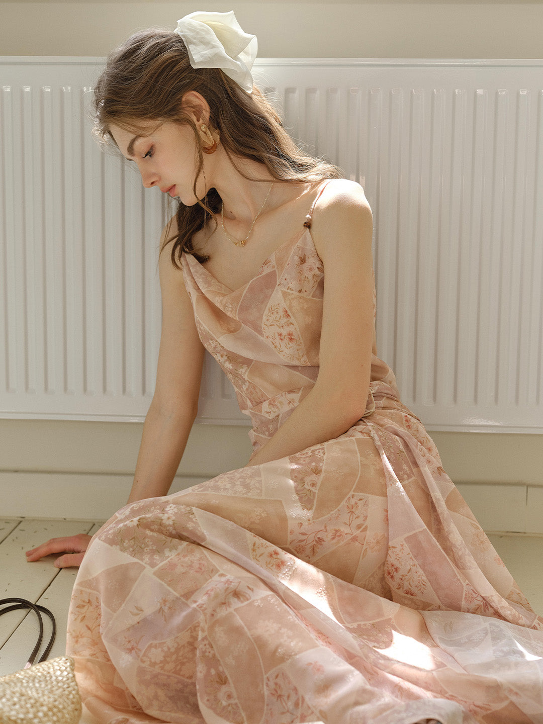 Claire Draped Neck Printed Dress