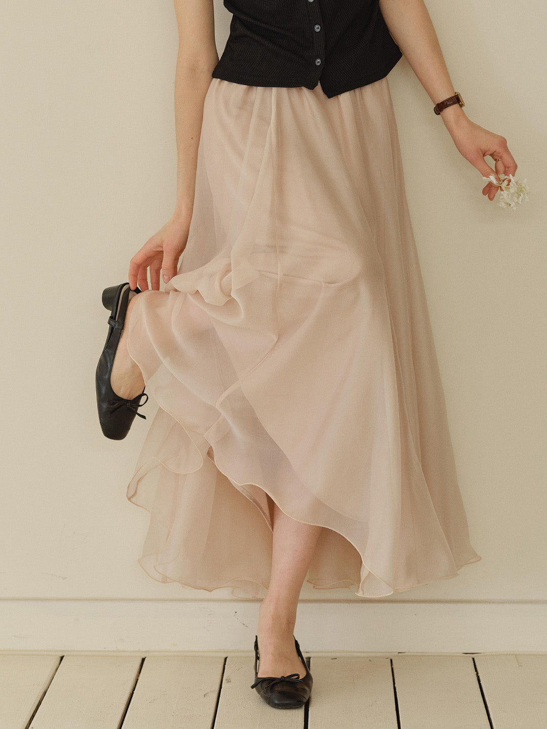 Helena Light-Knit Draping Maxi Skirt