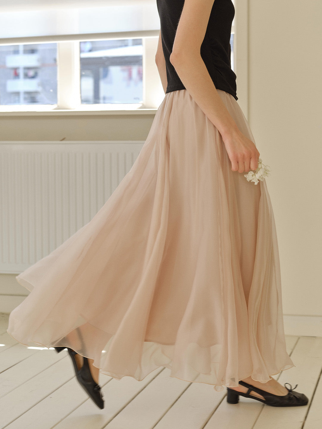 Helena Light-Knit Draping Maxi Skirt