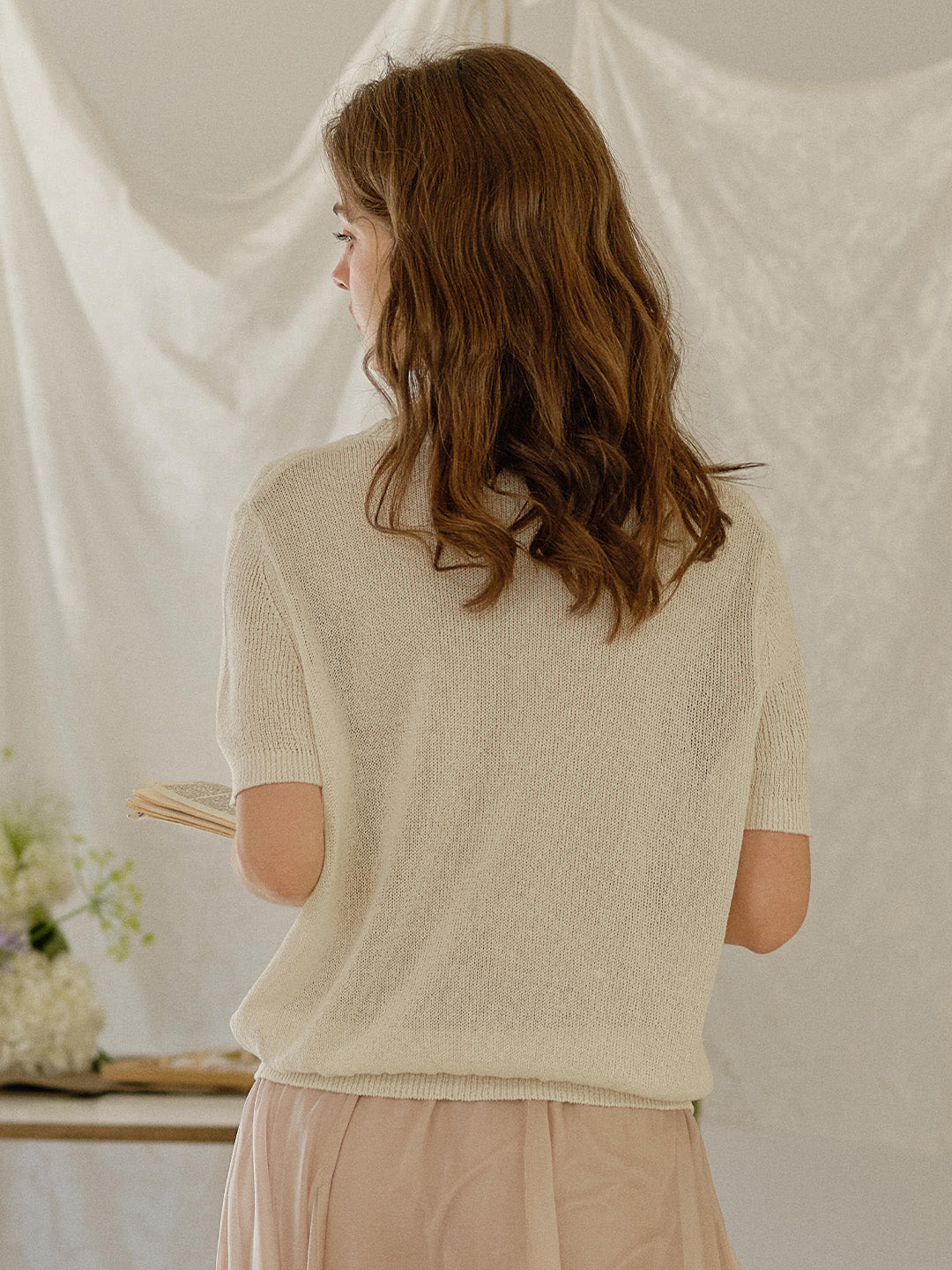Ainsley Round Neck Light-Knit Blouse