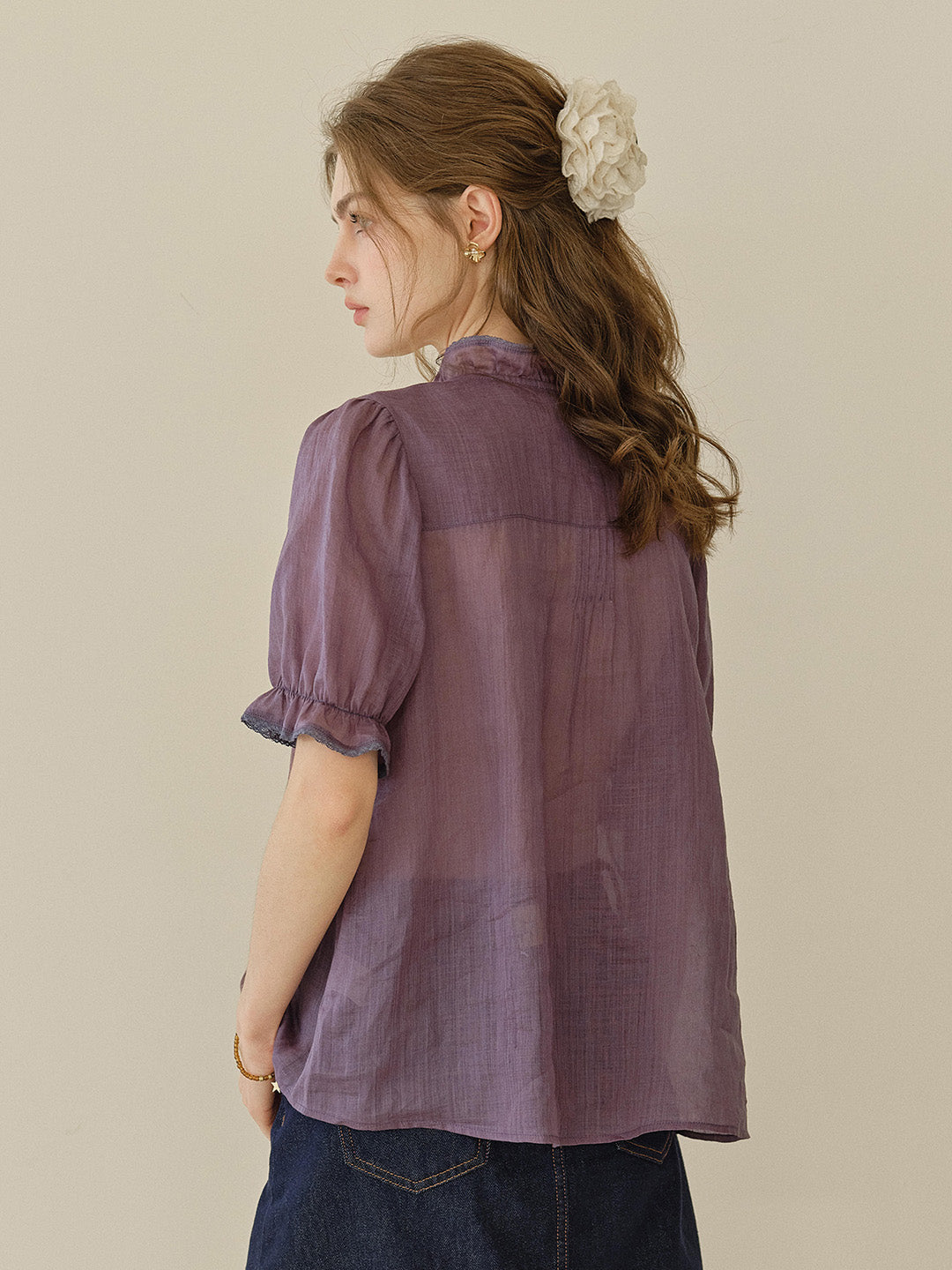Harper Ruffle Collar 100% Ramie Blouse