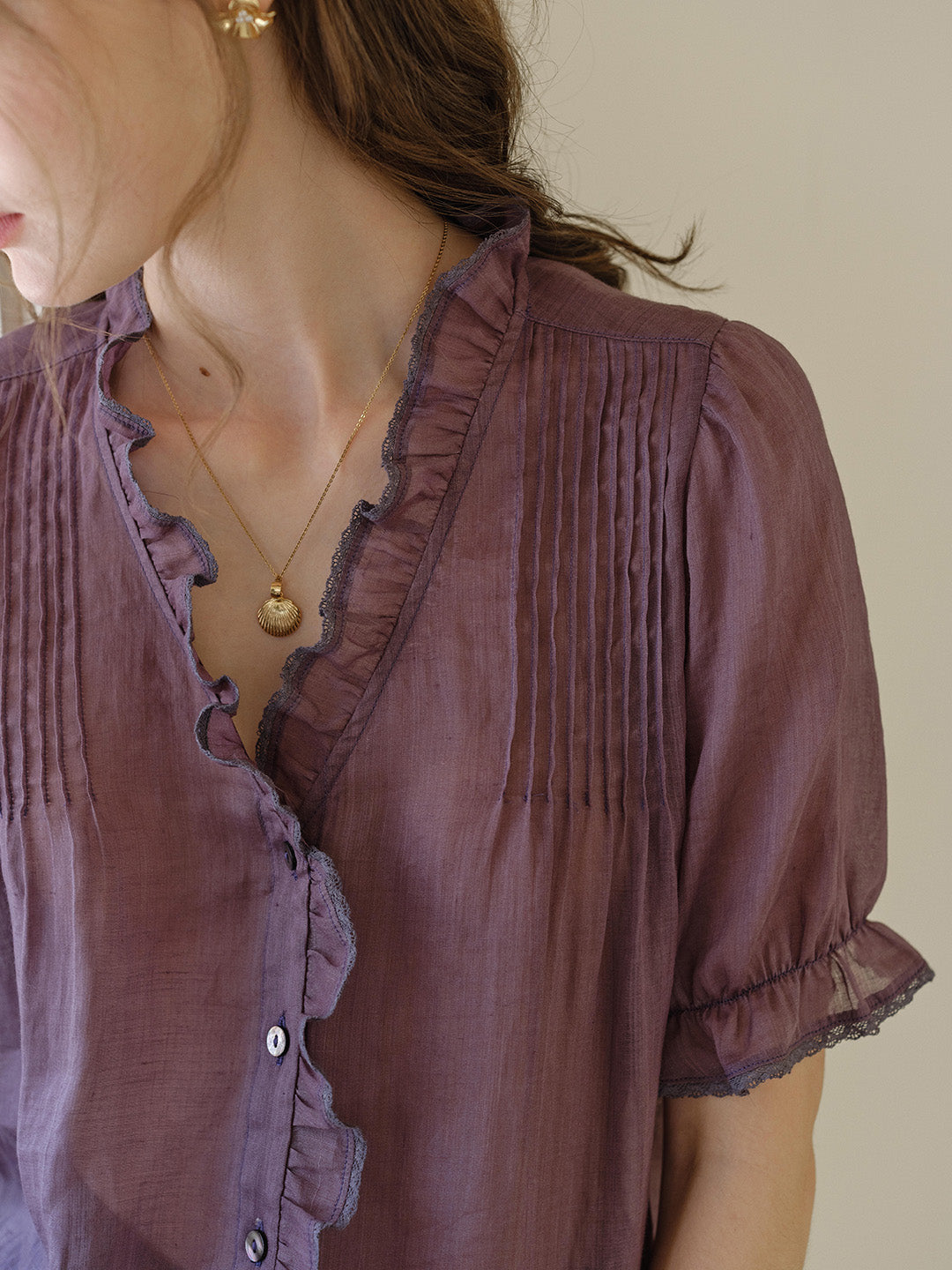 Harper Ruffle Collar 100% Ramie Blouse
