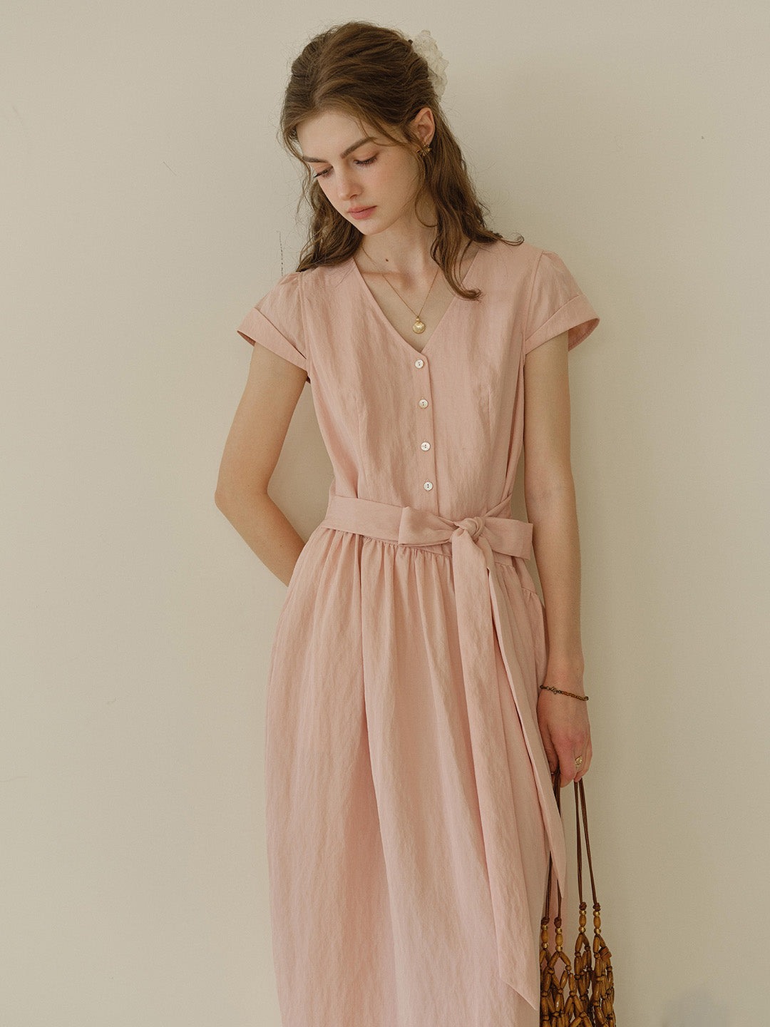 Sofia V-Neck Bow Dress
